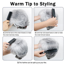 Lakihair Short Grey Wigs for Women Pixie Cut Wigs with Bangs Fluffy Layered Ombre Gray Wigs