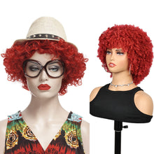 FH Afro Wigs Afro Kinky Curly Wig with Bangs No Glueless (10inch,Red)p14843