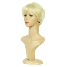 FH Short Blonde Wig - Layered Natural Fluffy Synthetic Hair, Heat Resistant P14652