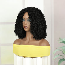FH 14 inches Wigs Burgundy Curly Half Wig Deep Wave Head Nature color P15231
