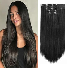 FH Natural Black Hair Extension Clips 16-22 Inch Long Invisible Straight/Deep wave/Deep curly/Water wave/Kinky curly/Kinky straight Thick Human Clip in Extensions Ins 8PCS Easy Installation Fake Soft Hairpieces for Women Weddings Party Daily