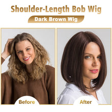 Phocas 14inch Short Brown Bob Wigs for Women Natural Straight Bob Wig