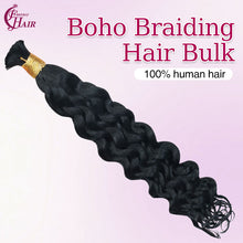 FH 1 bundle Premium Italian curly 100% Human Hair Boho Braiding Bulk - #1 Jet Black for Goddess Braids & Wigs