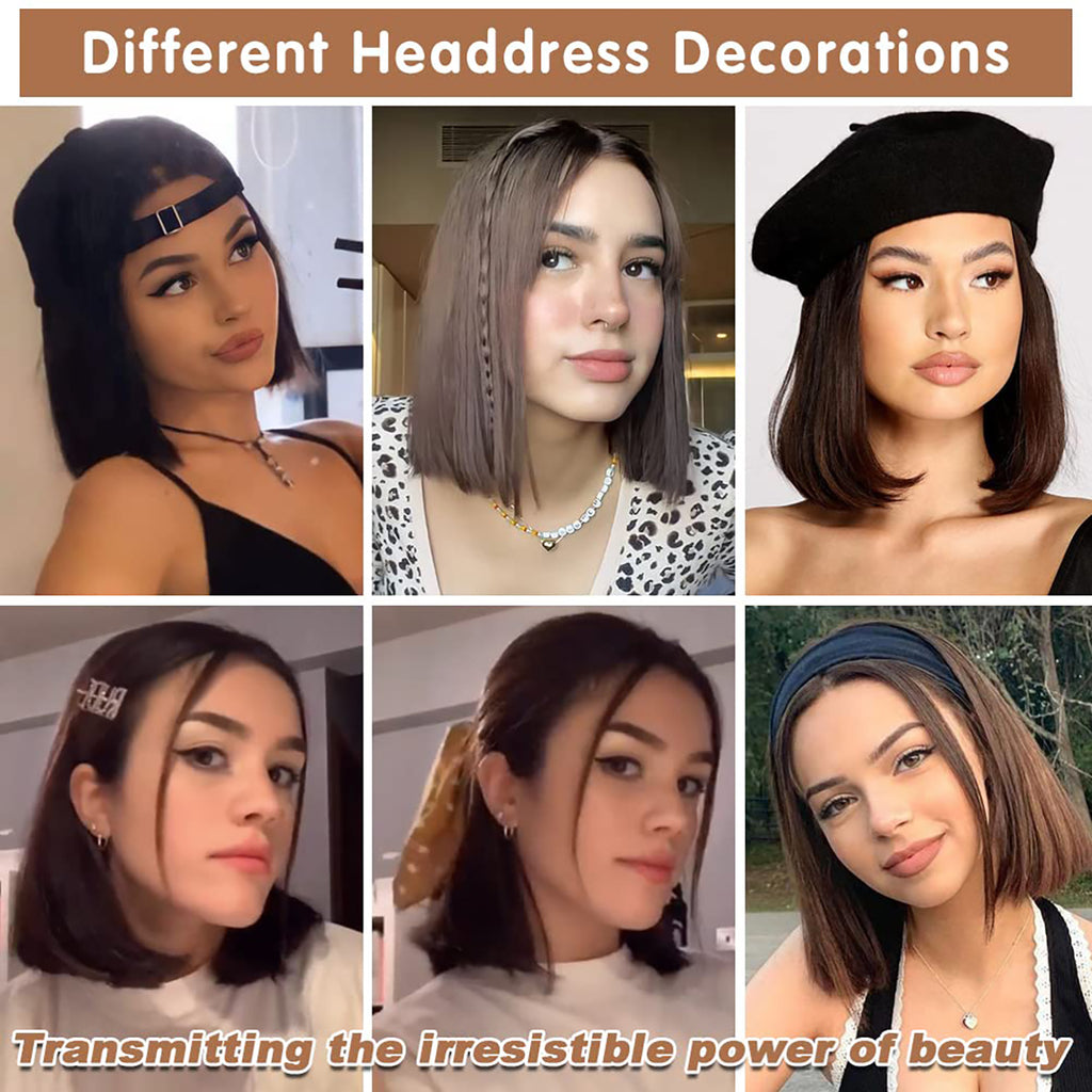 Phocas 14inch Short Brown Bob Wigs for Women Natural Straight Bob Wig