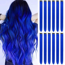 Load image into Gallery viewer, FH grade ultramarine one set fiber synthetic hair straight clip in hair extensions