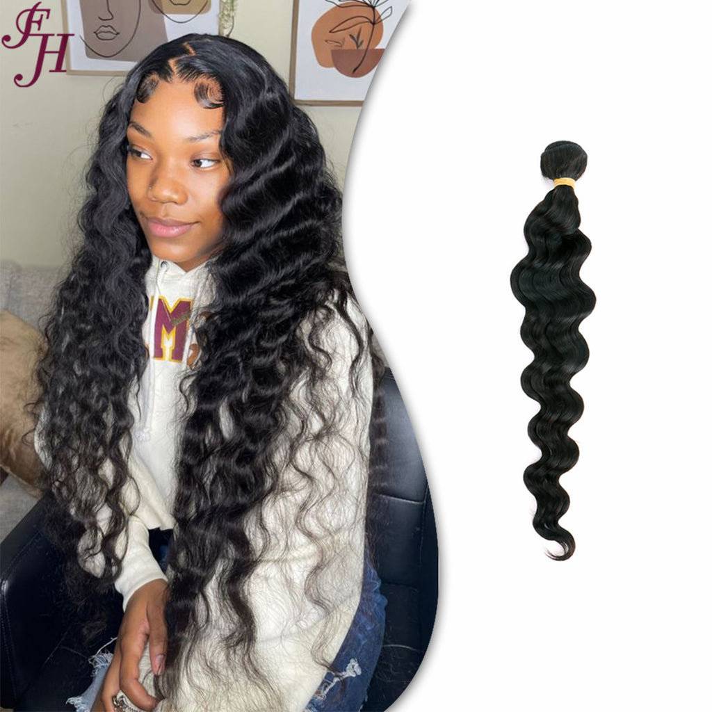 FH one piece real remy virgin deep wave human hair bundles
