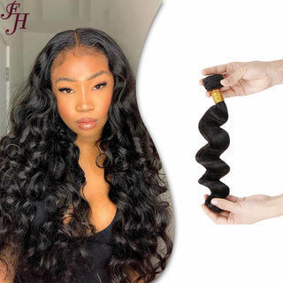FH one piece cuticle aligned raw indian human hair loose wave hair bundles