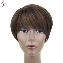 Load image into Gallery viewer, FH high quality human hair short brown pixie hair wig