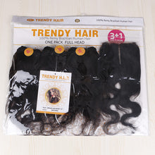 Load image into Gallery viewer, FH Q14419 brazilian remy hair 3 pcs 10 inch hair bundles with lace closure