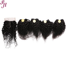 Load image into Gallery viewer, FH Q14416 virgin human hair 4 pcs 10 inch hair bundles with lace closure