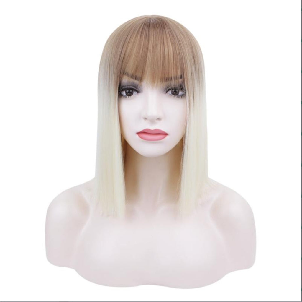 FH P13347 ombre light blonde short bob wig synthetic wig
