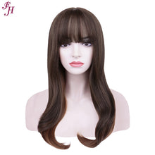 FH factory price wig fashion P13289 long brown hair synthetic hair wig