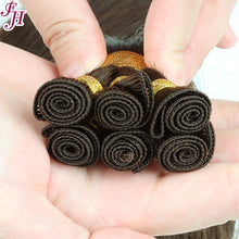 Load image into Gallery viewer, FH 100% human hair extensions dark brown hand-tied weft extensions