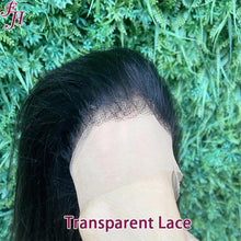 Load image into Gallery viewer, FH brazilian natural raw human hair wigs price 13x4 straight transparent lace frontal wig