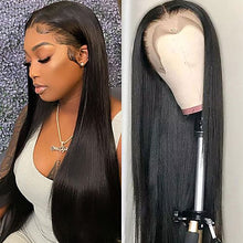 FH premade 13x4 transparent lace frontal natural black straight hair wig