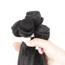 Load image into Gallery viewer, FH Q14415 black straight hair 6 pcs 18 inch hair bundles with lace closure
