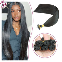 Load image into Gallery viewer, FH wholesale black human hair extensions hand tied wef hair extensions
