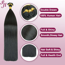 Load image into Gallery viewer, FH wholesale black human hair extensions hand tied wef hair extensions