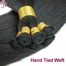 Load image into Gallery viewer, FH wholesale black human hair extensions hand tied wef hair extensions