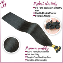 Load image into Gallery viewer, FH wholesale black human hair extensions hand tied wef hair extensions