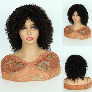 【2FH】 Q16160 short deep curly machine made original hair wig
