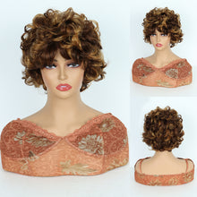 【2FH】 Q16163 blonde short curly machine made real hair wig