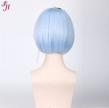 Load image into Gallery viewer, FH factory wholesale P11857 cheap machine made wig synthetic blue hair wig