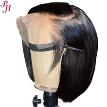 Load image into Gallery viewer, FH virgin human hair bob wig 13x4 lace frontal natural black bob wig