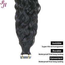 FH wholesale human hair water wave tape in hair extensions