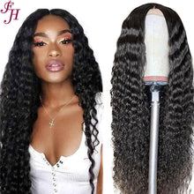 Load image into Gallery viewer, FH pre plucked virgin human hair wig deep wave 13x4 hd lace frontal wig
