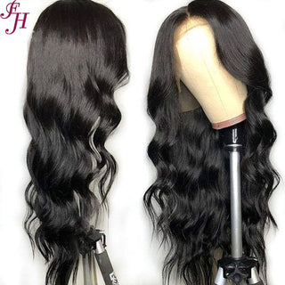FH raw virgin human hair wig body wave 13x4 transparent lace frontal wig