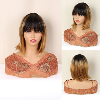 【Nikita】FH Q15808 obmre color short wavy machine made hair wig