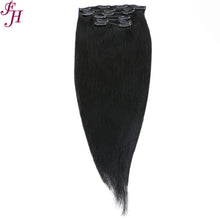 FH factory price natural black human hair clip in hair extensions 8pcs one set