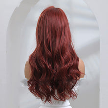 FHTK P13975 wine red long wavy bang synthetic wig