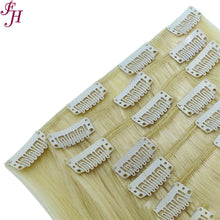 Load image into Gallery viewer, FH 613 blonde real human hair extensions clip 8 pieces clip in hair extensions