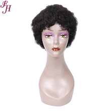 Load image into Gallery viewer, FH 100% human hair wig color black machine made wig short curly wig