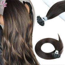 Load image into Gallery viewer, FH factory price dark drown human hair u tip hair extensions