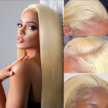 Load image into Gallery viewer, FH 100 percent human hair 613 blonde straight hair wig