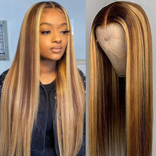 【2FH】FH highlight straight T-part lace real hair wig