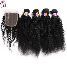 Load image into Gallery viewer, FH Q14414 hair weave 4 pcs 22 inch brazilian hair bundles with lace closure