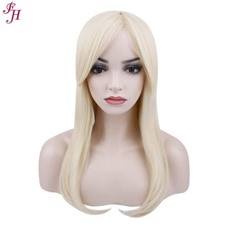 FH factory price wig P12906 white long hair synthetic hair wig