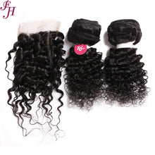 FH Q14424 brazilian human hair 2 pcs hair bundles with lace closure