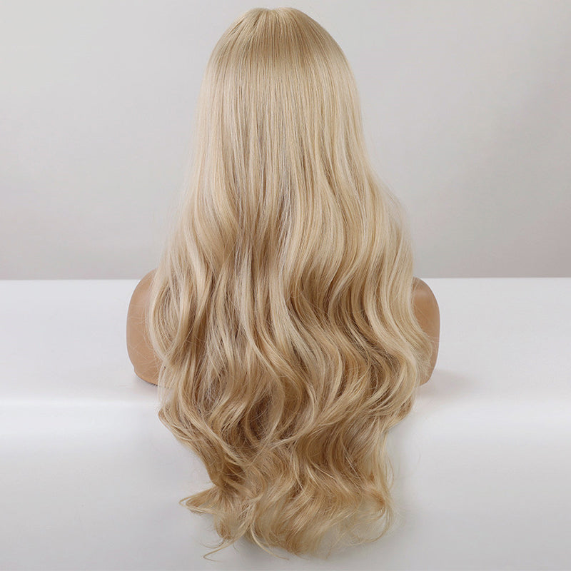 FHTK P13976 blonde bang long wavy synthetic wig