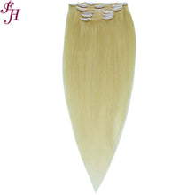 FH 613 blonde real human hair extensions clip 8 pieces clip in hair extensions
