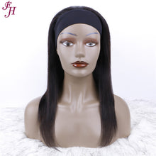 Load image into Gallery viewer, FH no lace glueness human hair wig natural black straight headband wig