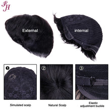 Load image into Gallery viewer, FH high quality raw human hair natural black short straight hair wig