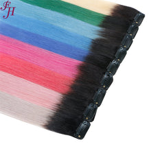 Load image into Gallery viewer, FH 2pcs one set multi colors ombre human hair clip in hair extensions