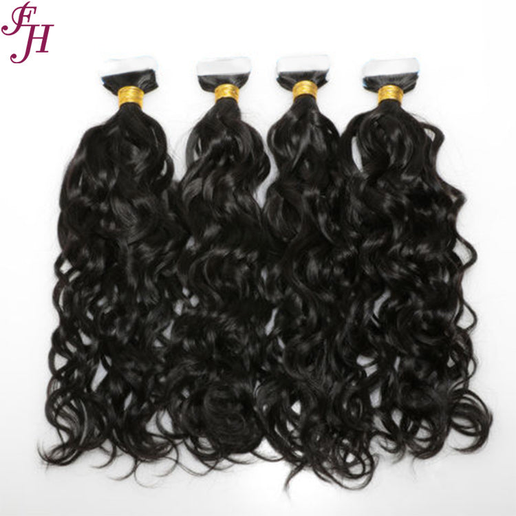 FH wholesale human hair water wave tape in hair extensions