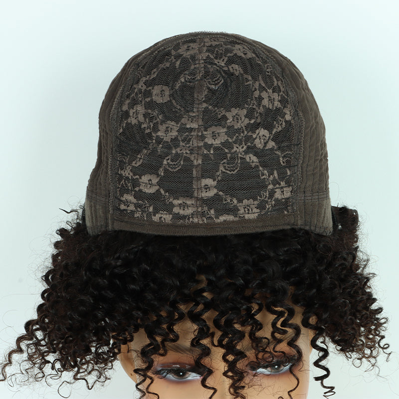 【2FH】 Q16160 short deep curly machine made original hair wig
