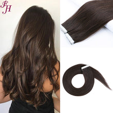 Load image into Gallery viewer, FH human hair invisible dark brown color virgin hair hair extensions